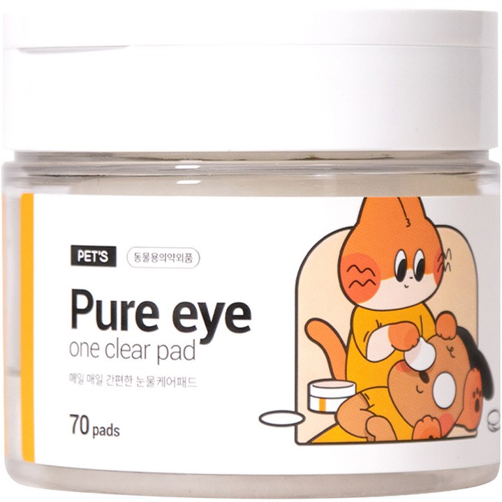 정글몬스터 반려동물 눈물세정제 퓨어 아이 원클리어 패드, 1개, 200ml