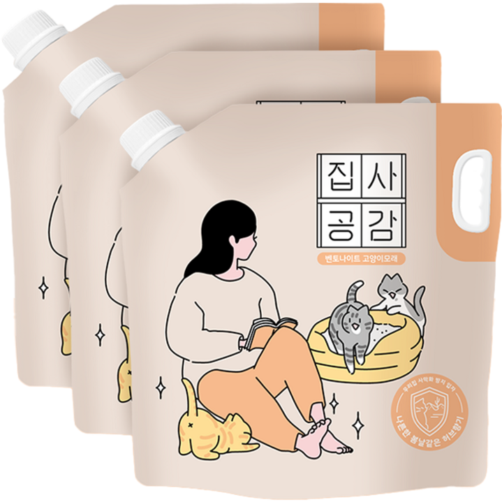 집사공감 벤토나이트 사막화방지입자 고양이 모래, 6.35kg, 3개, 허브향