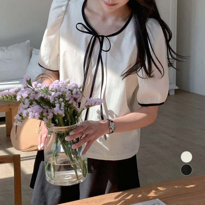 아피나르 여성용 스트링 퍼프 슬리브 블라우스