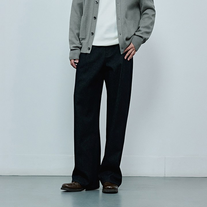 마인드브릿지 남성용 와이드 원턱로우 데님팬츠 MZDP2151