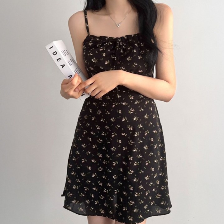 라라온 플라워 스트랩 끈나시 미니 원피스 26TSP3814