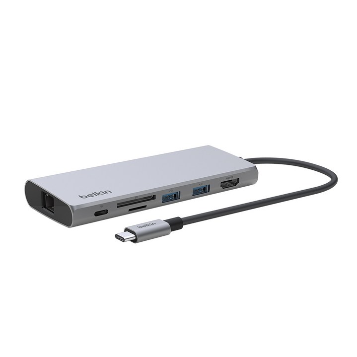 벨킨 C타입 7in1 멀티 포트 어댑터 허브 INC009bt, 실버그레이, 1개