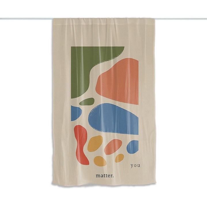 루비엔 패턴 드로잉 식물 가리개 커튼