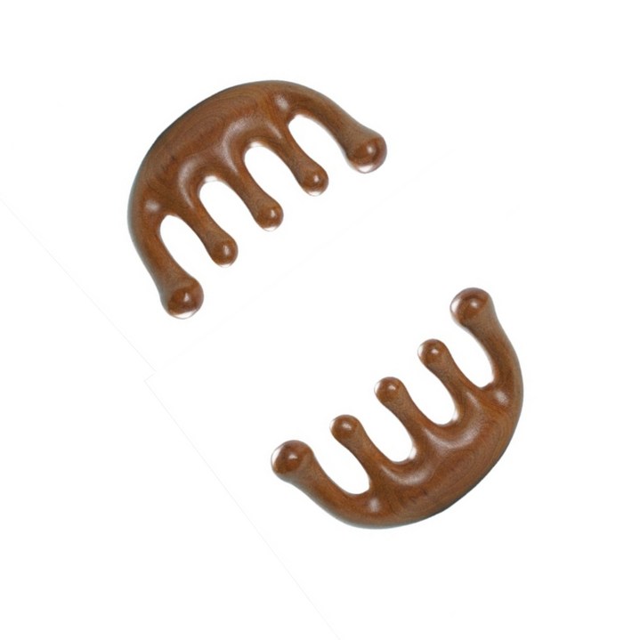 1+1 두피 괄사 빗 나무 우드 림프 마사지기