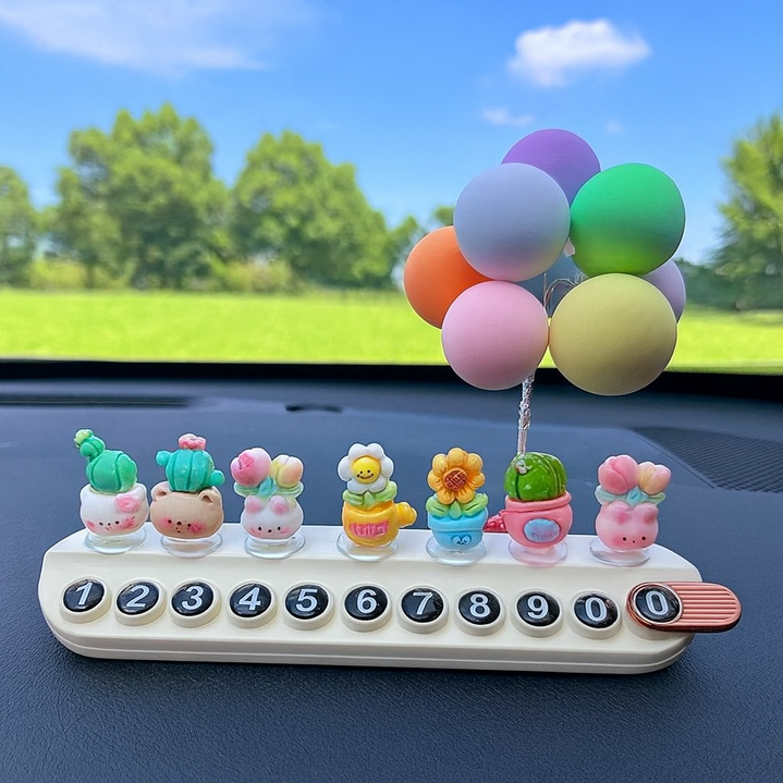 비버네 귀여운 풍선 사생활보호 주차번호판, 1개, 화이트