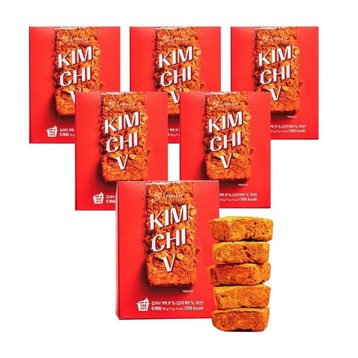 [국산 김치] 정말 맛있는 동결건조 볶음김치블럭, 스푼키 김치브이_파리국제식품박람회 혁신상, 6세트, 35g