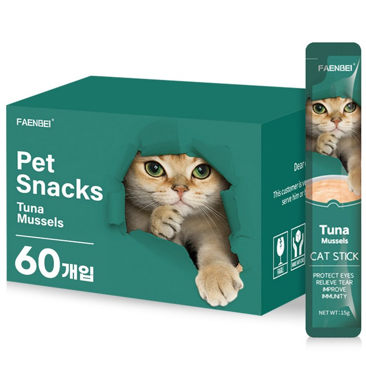 아크로펫 짜먹는 고양이 간식 츄르, 60개, 15g, 참치