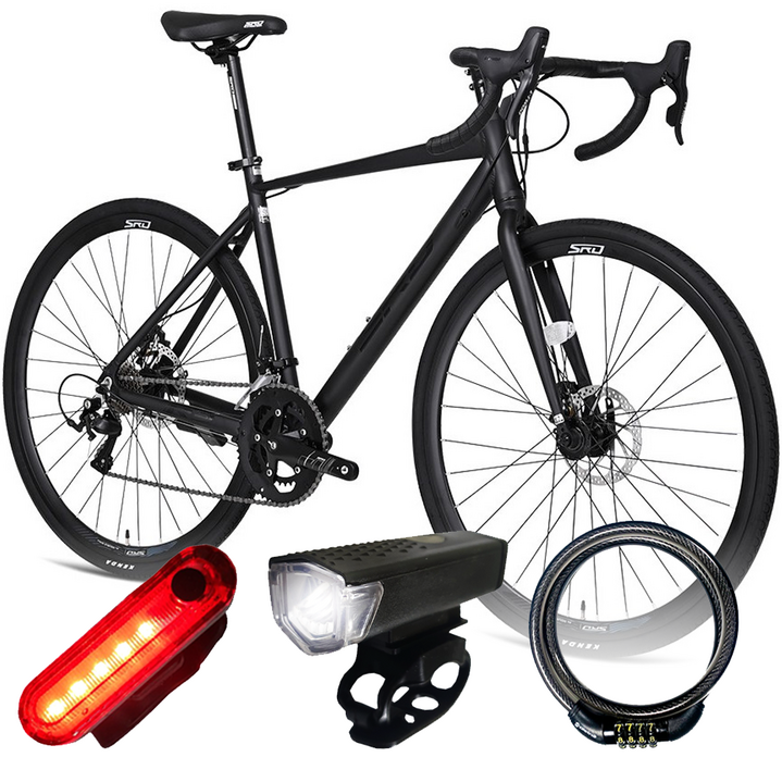 2025 SRD 경량 알루미늄 로드자전거 R3 16단 듀얼레버 디스크브레이크 완조립, 1개, 470cm, 매트블랙