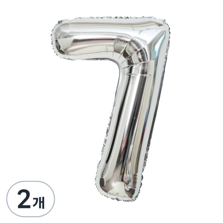 에스엠파티 2개입 100cm 대형 숫자풍선 7, 1개, 실버(2개입)