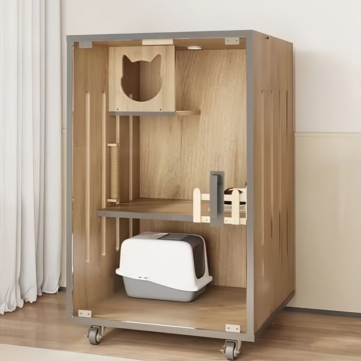 YAPOGI 고양이 빌라 올인원 고양이호텔 놀이터 빌라 자유문 고양이 빌라