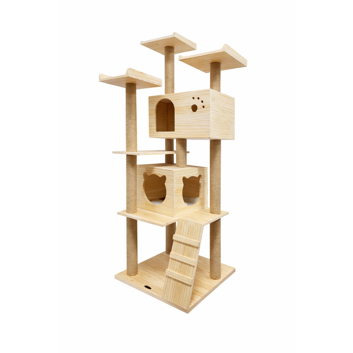 펫이랑 원목캣타워 튼튼함 스크래쳐 대형 고양이숨숨집 다묘가정, 1개, 우드원목