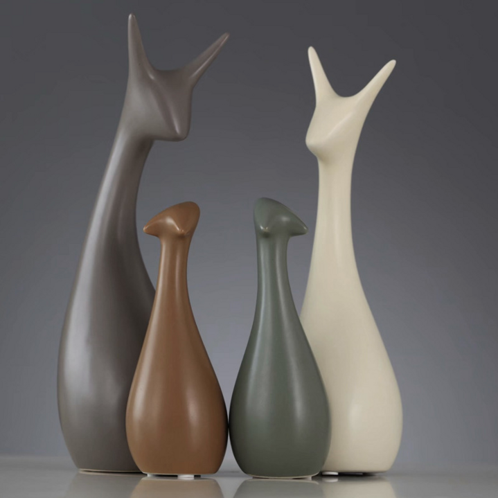 Sunwer 북유럽풍 세라믹 고양이 네가족 인테리어소품