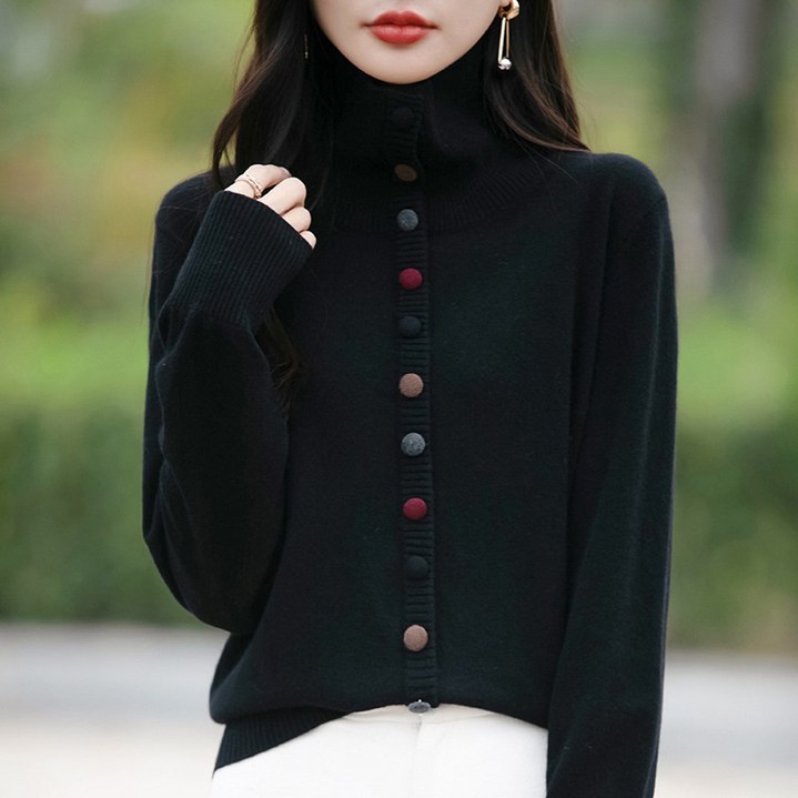 Kamoda 여성 가을 겨울 도톰 니트 차이나 가디건 루즈핏 긴팔 스웨터 코트