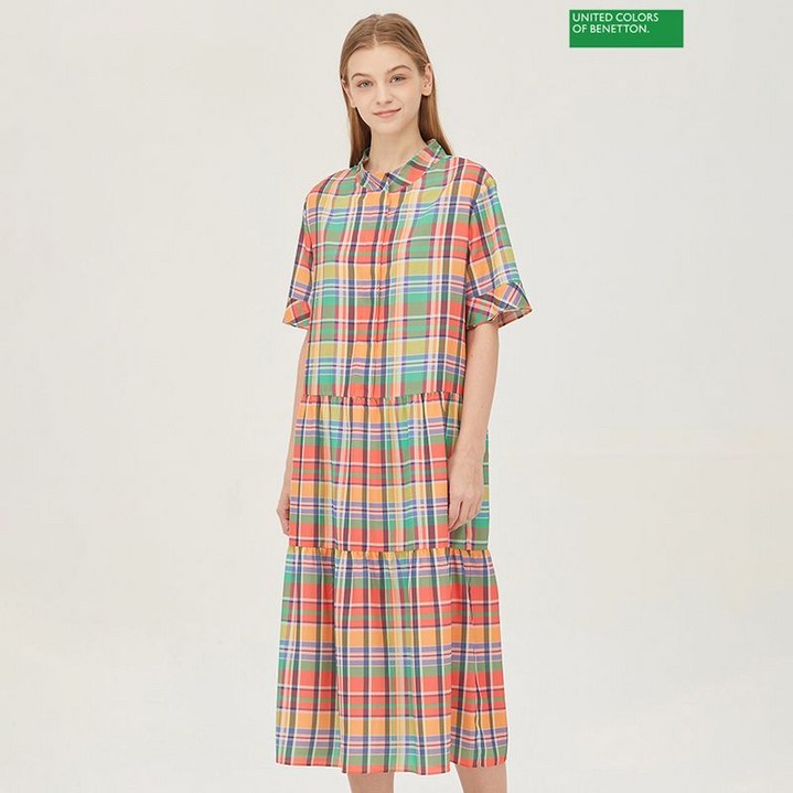 베네통 체크 원피스 BAOPE1431