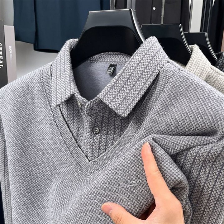 지고다그 남성 셔츠레이어드 니트티 겨울기모 간절기 오피스 데일리 상의 HH3249