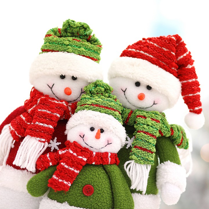 눈사람소품 행복한마을 크리스마스 데코소품 눈사람가족, 혼합 색상