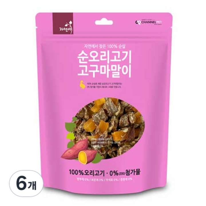 자연애 순 오리고기 고구마말이 져키 300g, 오리 고구마 혼합맛, 6개
