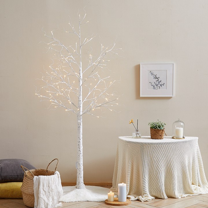 트리나무 하우쎈스 크리스마스 LED 자작나무 트리 인테리어조명, 화이트