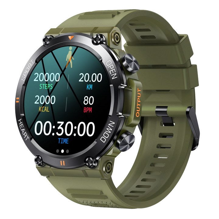 갤럭시워치4블루투스 RichMagic K56PRO 1.39인치 먼지&충격방지 방수 야외 스마트워치 블루투스통화 NFC GPS IP68 스마트 스포츠워치 47mm, 녹색