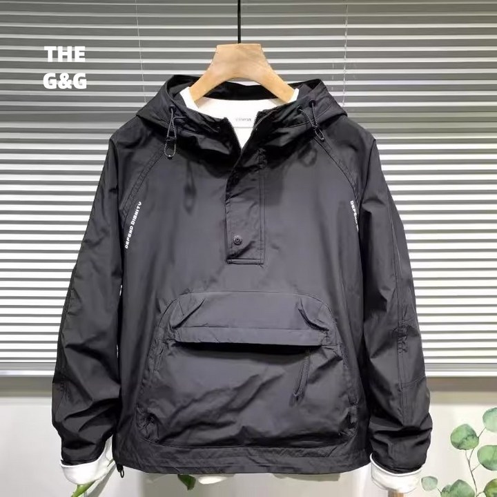 THEGANDG남녀공용 봄.가을용 후드 반집업 트레이닝 운동복 바람막이