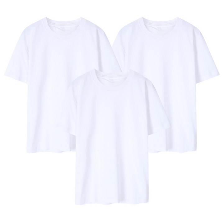 흰티 남녀공용 30수 베이직 라운드넥 면 티셔츠 3장세트