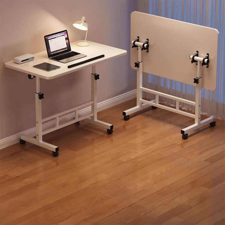 Anystar 이동식 접이식 테두리 테이블 높이 조절 소파, 침대 사이드테이블, 흰색