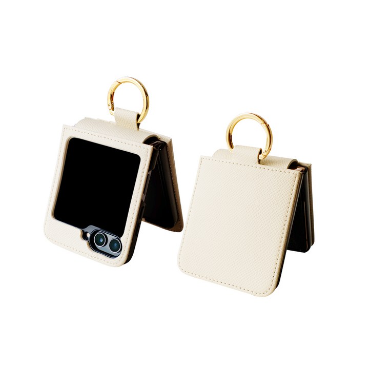 갤럭시 호환 Z플립 지플립 6 카드수납 링홀더 힌지보호 천연 소가죽 휴대폰 케이스 리네시