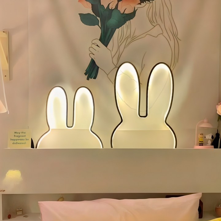 이코노미쿠스 붙이는 LED 토끼 침대 간접 조명 수면등 무드등
