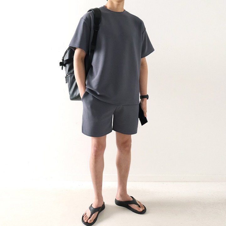 뉴테크 아이스 쿨 링클프리 셋업 반팔 반바지 세트 ZZBSET056