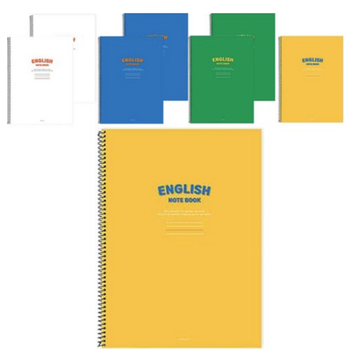핑크풋 1500 비비드 영어노트 4종 x 2p 세트, WHITE GREEN BLUE YELLOW, 1세트