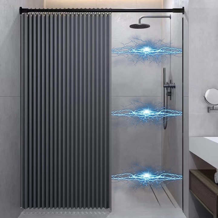 와뚜니 욕실 방수 샤워커튼 건습분리 커튼봉 세트 자석 고정 블라인드 디자인 욕실용 커튼