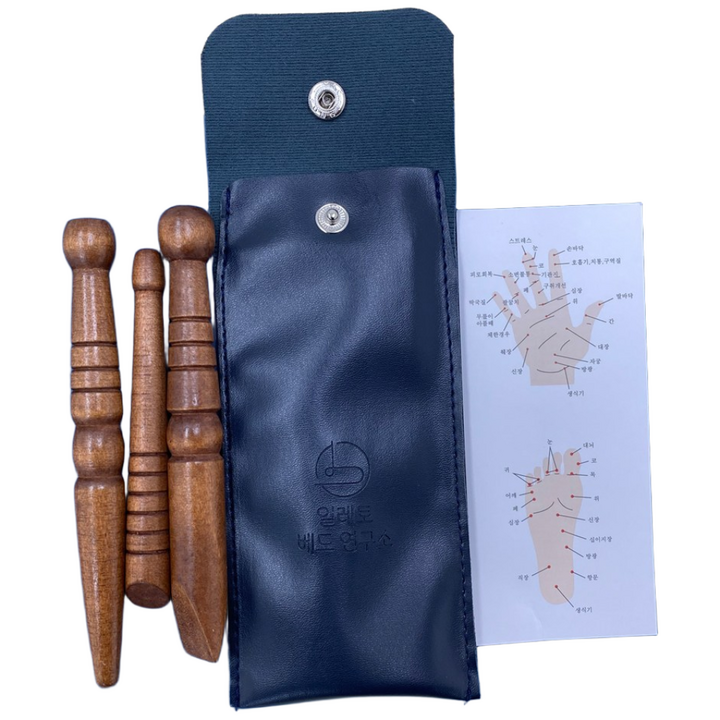 커버제작소 휴대 간편 마사지 경락 원목 지압봉3p세트케이스, 케이스포함, 1개