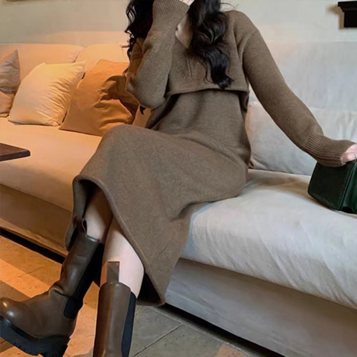 비비에모 볼레로스 포근한 니트 크롭 롱 원피스 세트 04753 비비에모 볼레로스 포근한 니트 크롭 롱 원피스 세트 04753