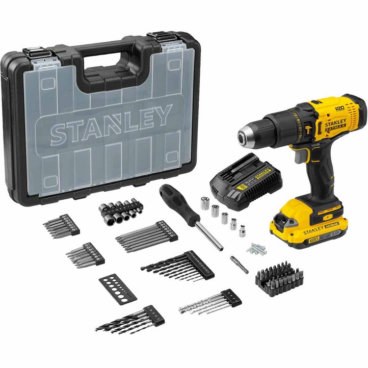 STANLEY 20V MAX 햄머 드릴 드라이버 세트 SCD711D1KAKR, 1세트
