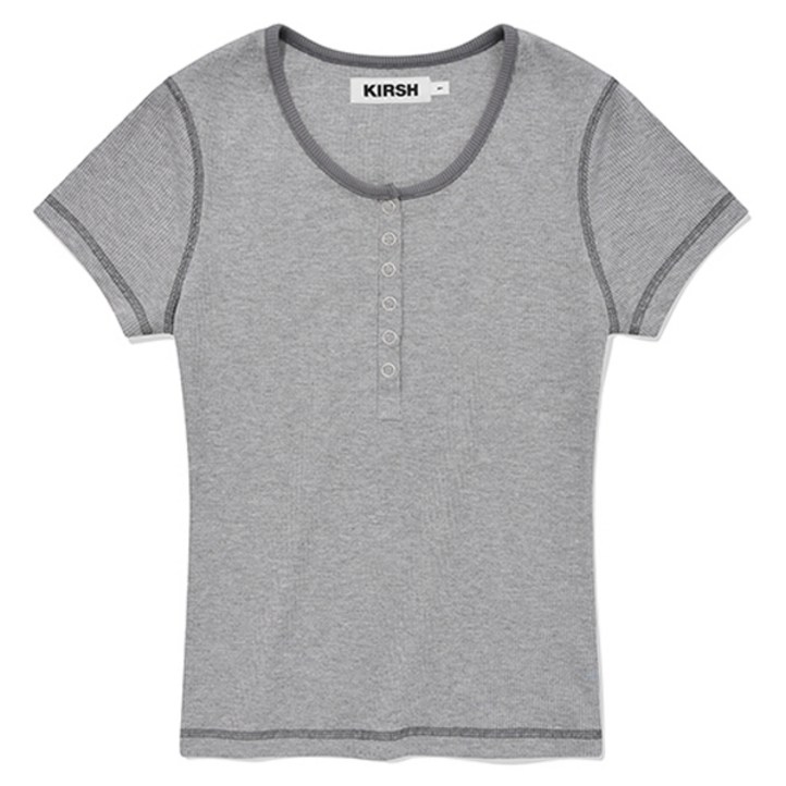 키르시 우먼 스티치 포인트 슬림핏 티셔츠
