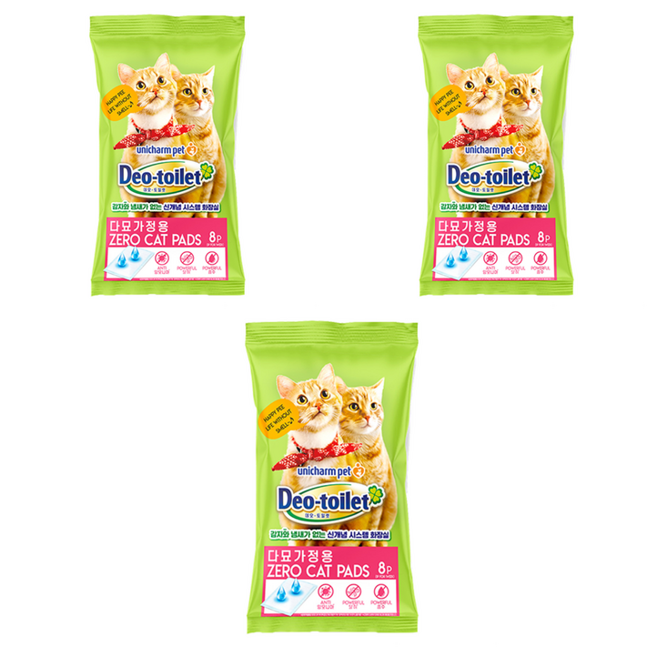 유니참데오토일렛 제로 캣 화장실 패드 다묘가정용 8p