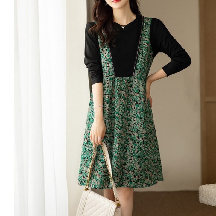 아뗄릭 빅사이즈 그린풀립 봄 가을 캐주얼 원피스 01750 빅사이즈 포함