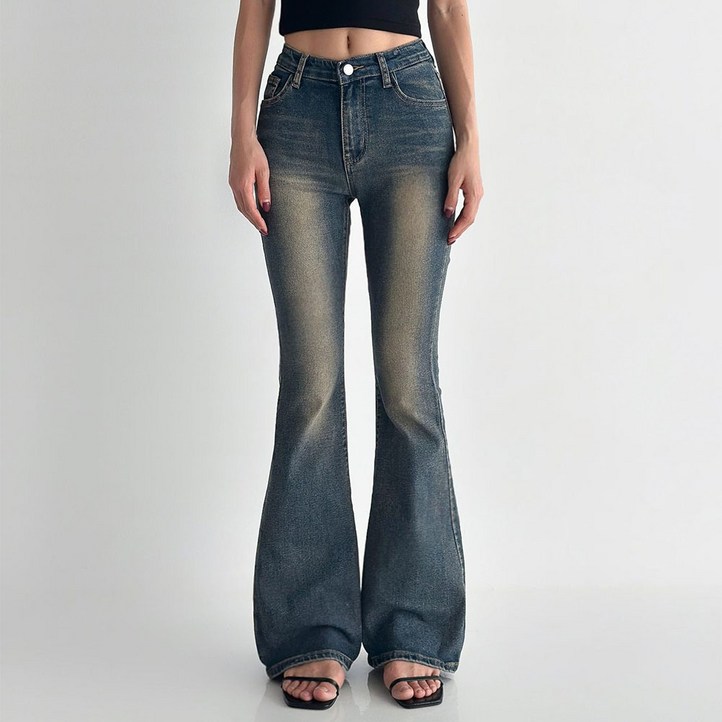 라라온 여성용 숏기본롱 기장 부츠컷 빈티지워싱 청바지 TSP3132