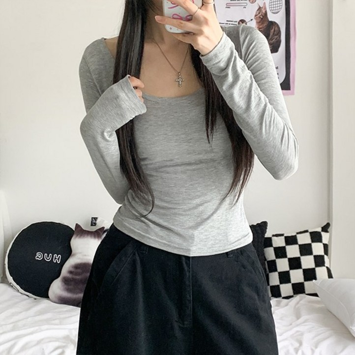 베이직이너강추3col 마일드 여리핏 유넥 긴팔 티셔츠