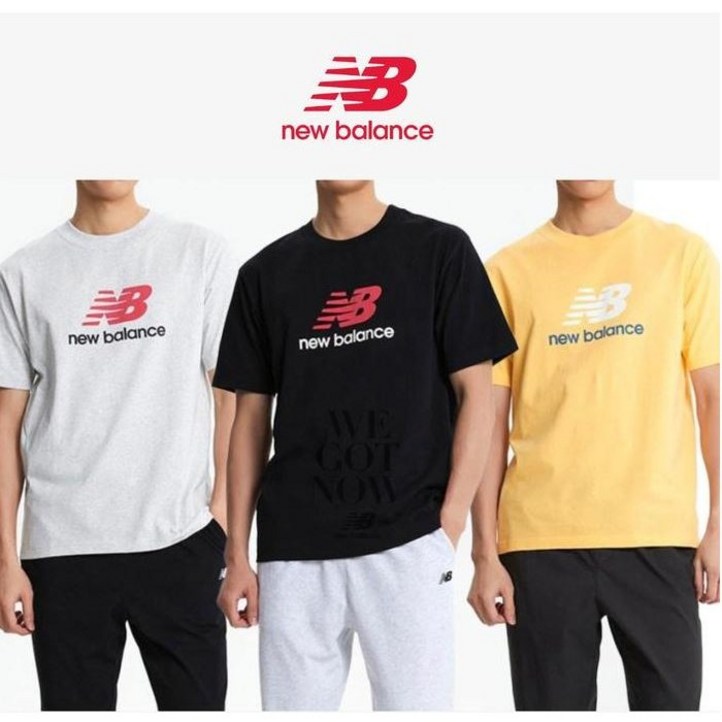 뉴발란스 UNI 에센셜 빅로고 반팔티 (SEMI OVER FIT) NBNEF22401 오렌지 그레이 블랙