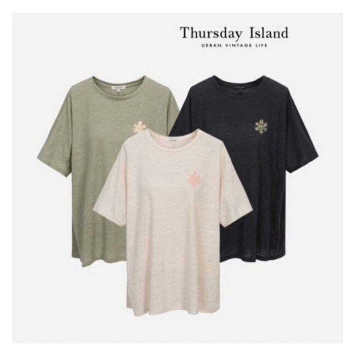 써스데이아일랜드 프린팅 포인트 티셔츠T234MTS640W 1355205