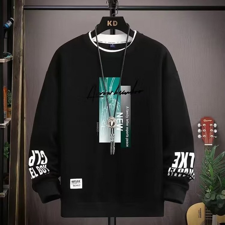 남성 빅사이즈 맨투맨 긴팔 라운드넥 캐주얼 티셔츠