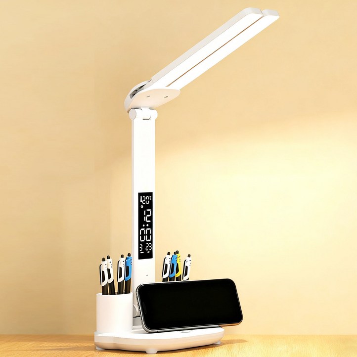 KEMEI USB 충전식 블루라이트 차단 LED 스탠드 독서용 책상 조명 눈부심 없는 시력보호, 화이트