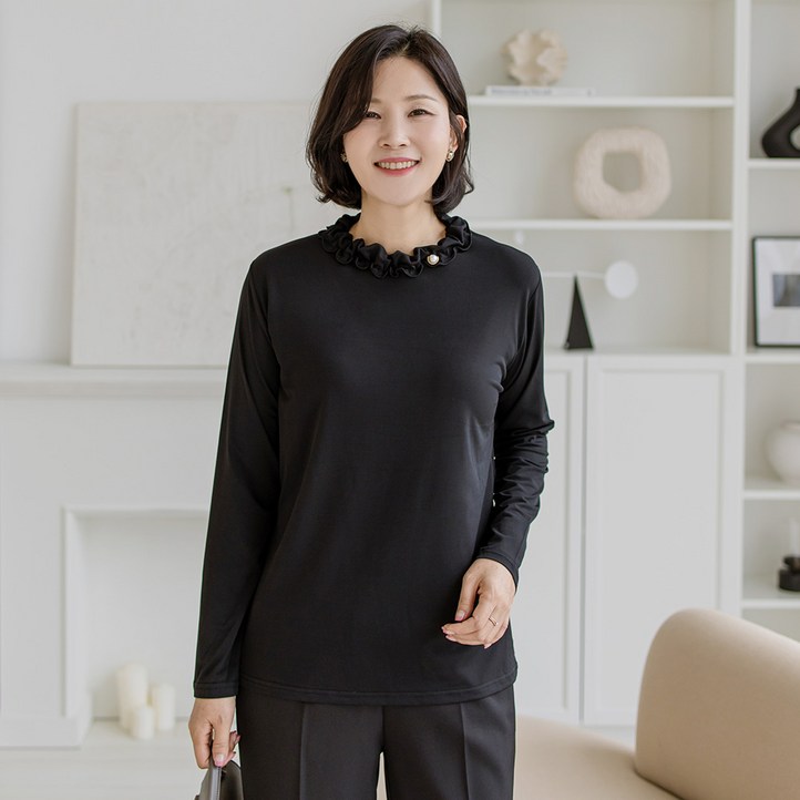 김여사 젤리 프릴 진주 티셔츠 중년여성의류 엄마옷 50대 여성