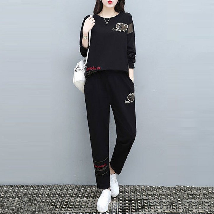 AOKADA 여성 맨투맨 긴팔티 일자 팬츠 트레이닝 투피스 가을 츄리닝 상하의 세트