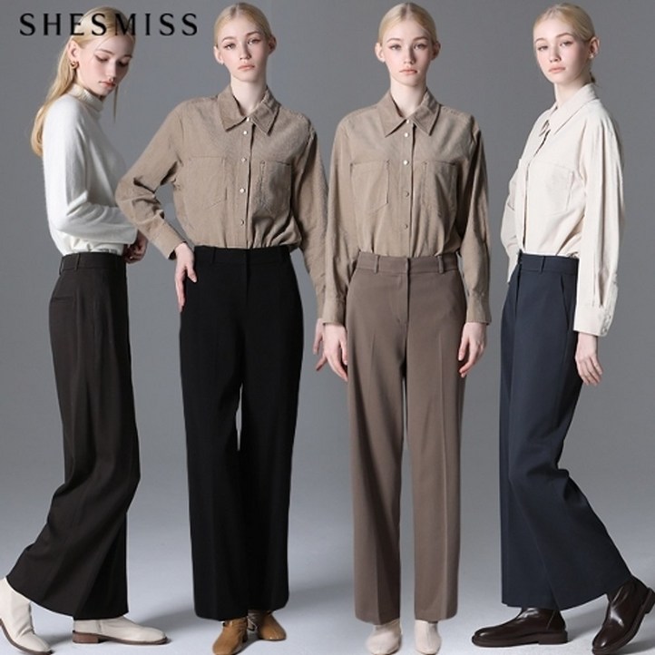 쉬즈미스SHESMISS 베이직 히든버튼 와이드 울팬츠 쉬즈미스SHESMISS 베이직 히든버튼 와이드 울팬츠