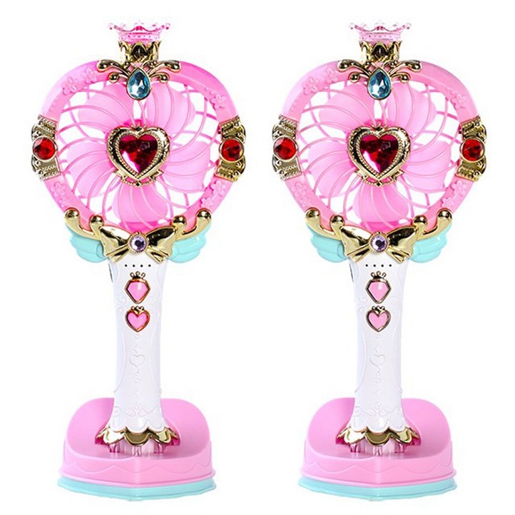 시크릿쥬쥬 휴대용 미니선풍기 어린이 유아 예쁜 공주 요술봉장난감 선풍기, 연핑크, 1개