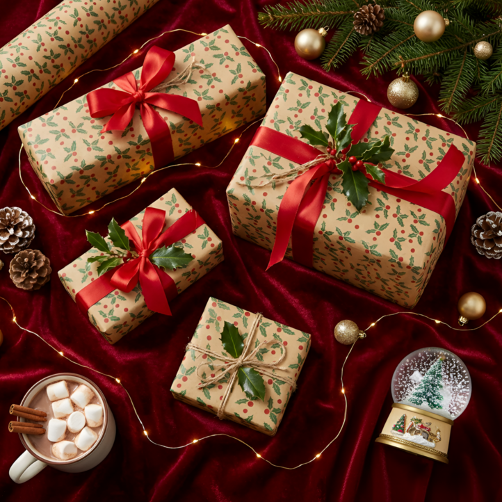 플라잉타이거 코펜하겐 크리스마스 크라프트 포장지 10M 홀리베리 대용량 유치원 어린이집 선물