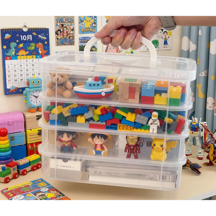 다용도 투명 소품 정리 수납박스 4단세트