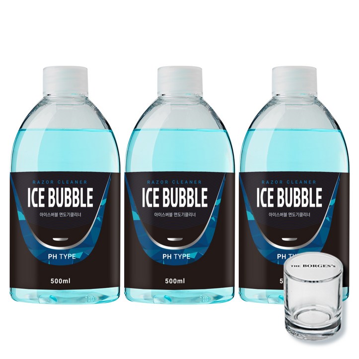 아이스버블 면도기클리너 세정액 PH타입 500ml x 3p 세척용 유리컵, 단일상품, 단일색상